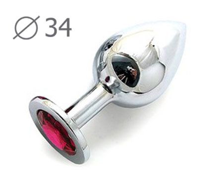 Коническая серебристая анальная втулка с малиновым кристаллом - 8,2 см. - Anal Jewelry Plug - купить с доставкой в Одинцово