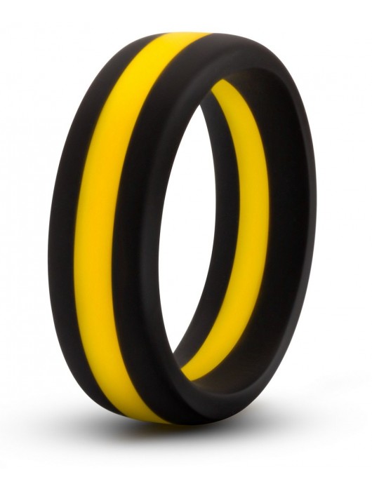 Черно-желтое силиконовое эрекционное кольцо Silicone Go Pro Cock Ring - Blush Novelties - в Одинцово купить с доставкой