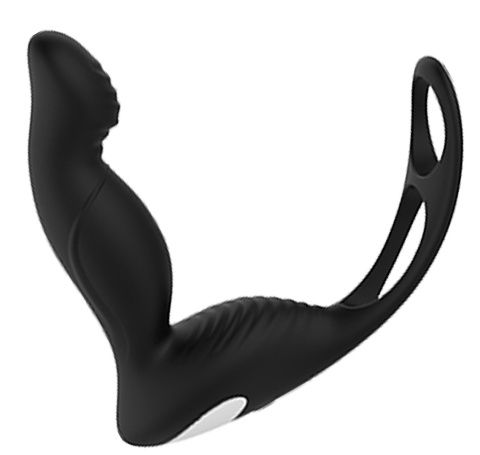 Черный вибромассажер простаты P-PLEASER W ERECTION ENHANCE - Dream Toys - в Одинцово купить с доставкой