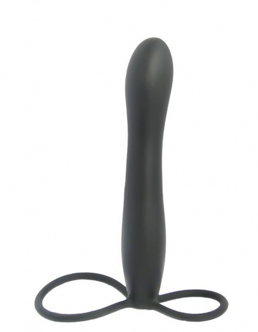 Черная насадка на пенис для двойной стимуляции Mojo BlackJack - 15 см. - Seven Creations - в Одинцово купить с доставкой