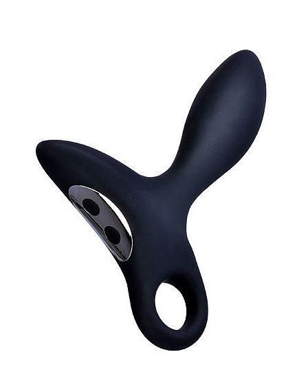 Черный силиконовый анальный вибромассажер Erokey с колечком-ограничителем - Erokay - в Одинцово купить с доставкой