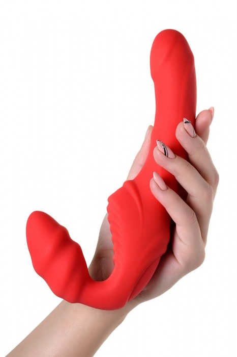 Красный безремневой страпон с вибрацией - ToyFa - купить с доставкой в Одинцово