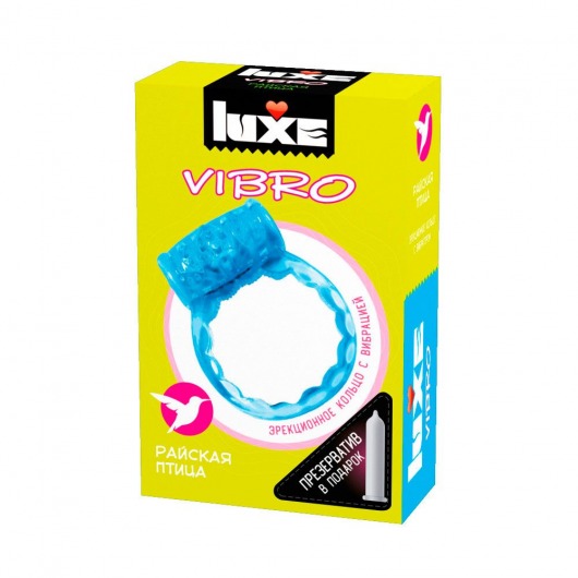 Голубое эрекционное виброкольцо Luxe VIBRO  Райская птица  + презерватив - Luxe - в Одинцово купить с доставкой