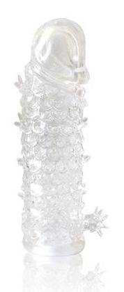 Закрытая прозрачная рельефная насадка Crystal sleeve - 13 см. - Erowoman-Eroman - в Одинцово купить с доставкой