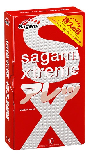 Утолщенные презервативы Sagami Xtreme Feel Long с точками - 10 шт. - Sagami - купить с доставкой в Одинцово
