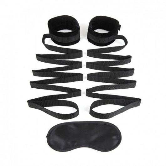 Чёрные манжеты для фиксации на кровати Bondage Bed Strap - Lux Fetish - купить с доставкой в Одинцово