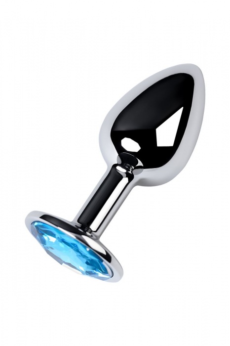 Серебристая конусовидная анальная пробка с голубым кристаллом - 7 см. - ToyFa - купить с доставкой в Одинцово