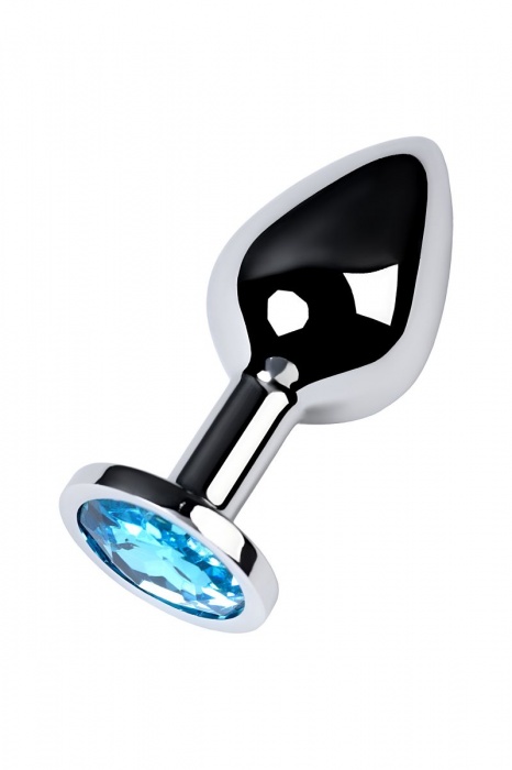 Серебристая конусовидная анальная пробка с голубым кристаллом - 8 см. - ToyFa - купить с доставкой в Одинцово