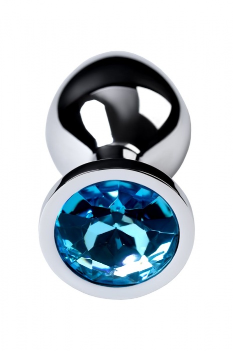 Серебристая конусовидная анальная пробка с голубым кристаллом - 8 см. - ToyFa - купить с доставкой в Одинцово