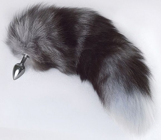 Серебристая анальная пробка с пушистым хвостом - Sitabella - купить с доставкой в Одинцово