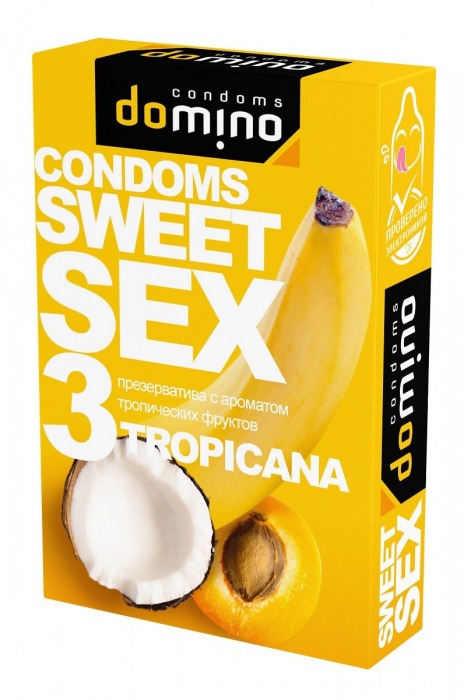 Презервативы для орального секса DOMINO Sweet Sex с ароматом тропических фруктов - 3 шт. - Domino - купить с доставкой в Одинцово