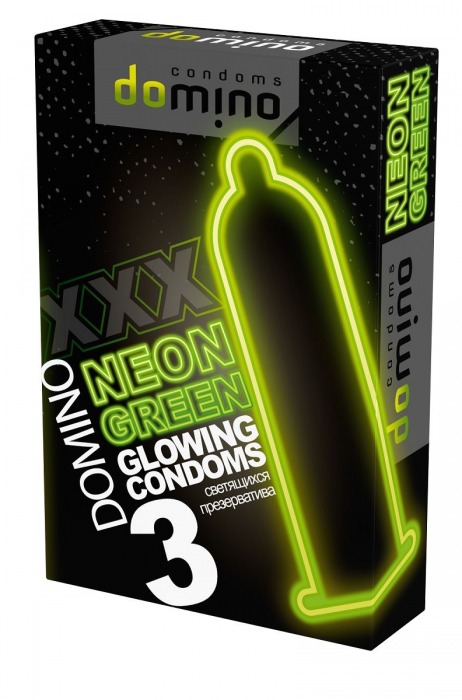 Презервативы DOMINO Neon Green со светящимся в темноте кончиком - 3 шт. - Domino - купить с доставкой в Одинцово