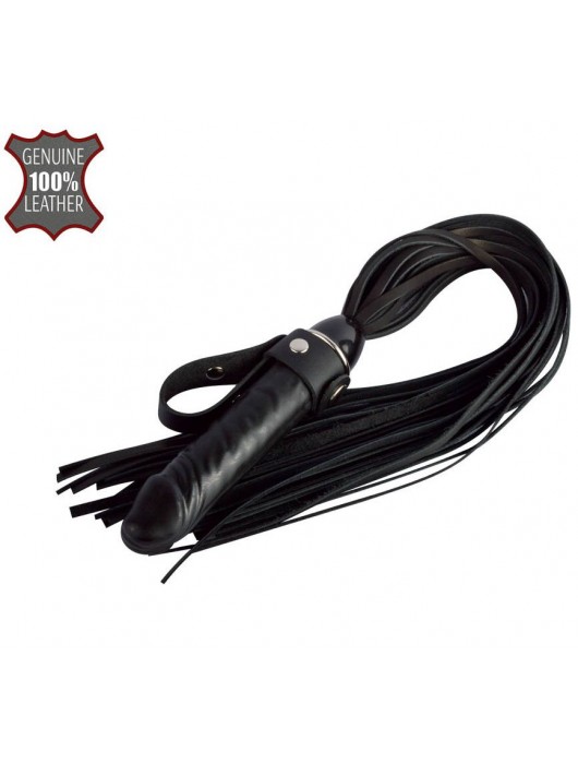 Черная плеть  Ковбой  с ручкой-фаллосом - 55 см. - Sitabella - купить с доставкой в Одинцово