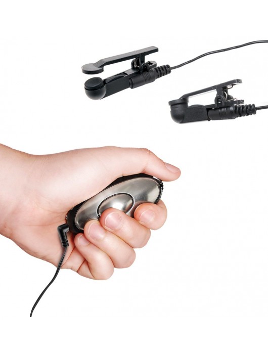 Черные электрические зажимы для сосков Shock Therapy Nipple Clamps - Pipedream - купить с доставкой в Одинцово