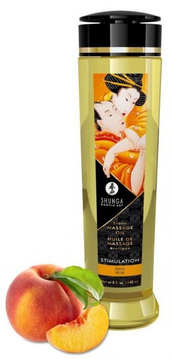 Массажное масло для тела с ароматом персика Stimulation - 240 мл. - Shunga - купить с доставкой в Одинцово