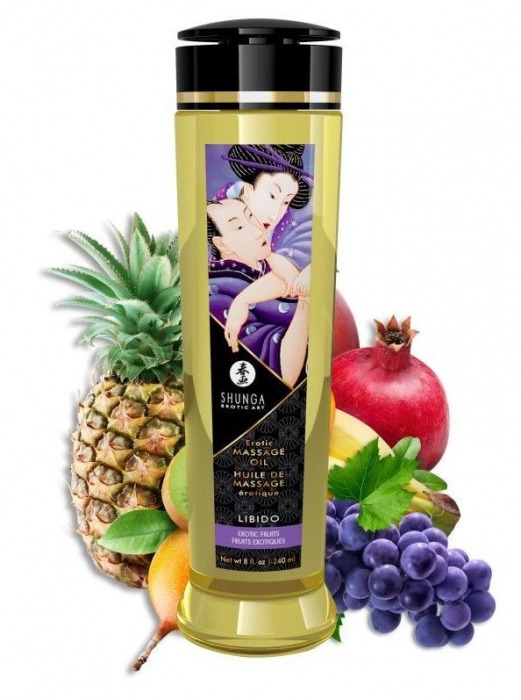 Массажное масло Libido Exotic Fruits с ароматом экзотических фруктов - 240 мл. - Shunga - купить с доставкой в Одинцово