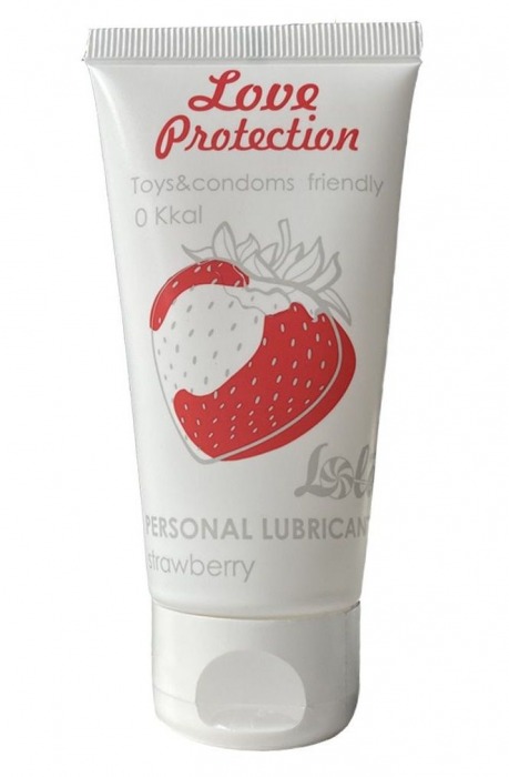 Лубрикант на водной основе с ароматом малины Love Protection Strawberry - 50 мл. - Lola Games - купить с доставкой в Одинцово