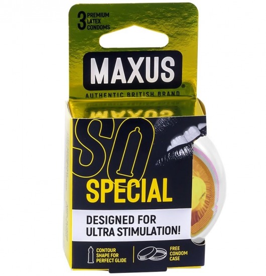 Презервативы с точками и рёбрами в пластиковом кейсе MAXUS Special - 3 шт. - Maxus - купить с доставкой в Одинцово