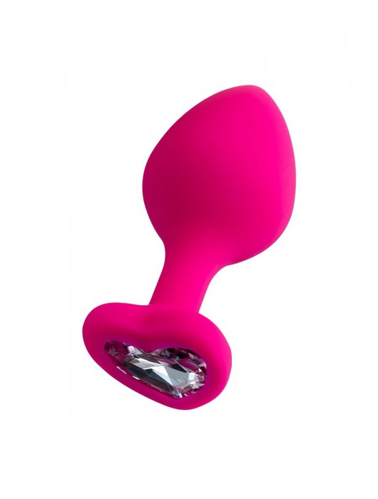 Розовая анальная втулка Diamond Heart с прозрачным кристаллом - 8 см. - ToyFa - купить с доставкой в Одинцово