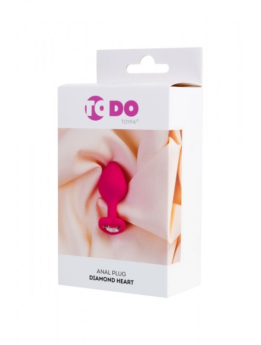 Розовая анальная втулка Diamond Heart с прозрачным кристаллом - 8 см. - ToyFa - купить с доставкой в Одинцово