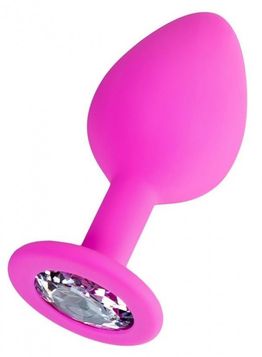 Розовая анальная втулка Brilliant с прозрачным кристаллом - 8 см. - ToyFa - купить с доставкой в Одинцово
