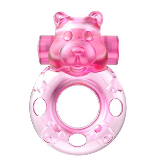 Розовое эрекционное виброкольцо на пенис Pink Bear - Baile - в Одинцово купить с доставкой