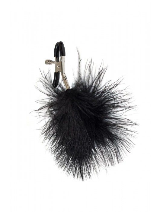 Зажимы на соски с черным пухом Euphoric - Lola Games - купить с доставкой в Одинцово