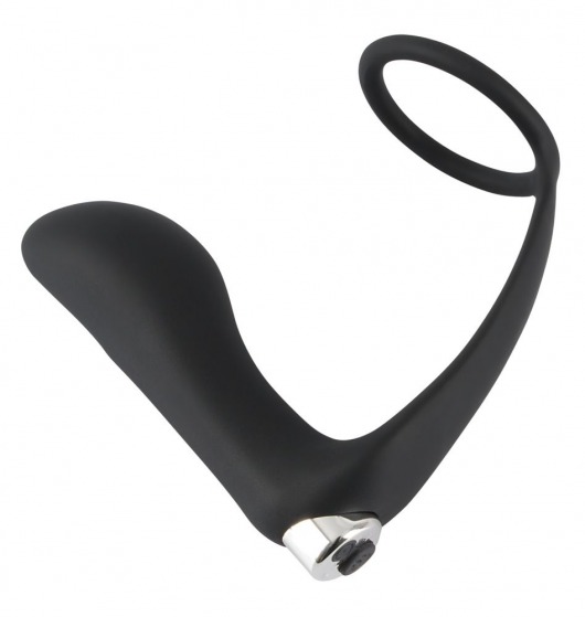 Черное эрекционное кольцо с анальной вибропробкой Vibrating Ring   Plug - Orion - в Одинцово купить с доставкой