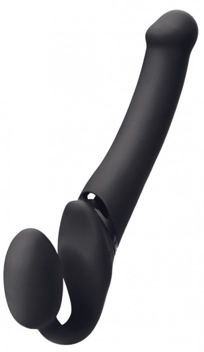 Черный безремневой вибрострапон Silicone Bendable Strap-On M - Strap-on-me - купить с доставкой в Одинцово