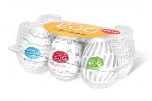 Набор из 6 мастурбаторов Tenga EGG Easy Beat с различным рельефом - Tenga - в Одинцово купить с доставкой