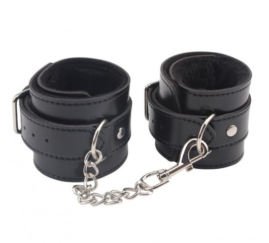 Черные оковы на ноги Obey Me Leather Ankle Cuffs - Chisa - купить с доставкой в Одинцово