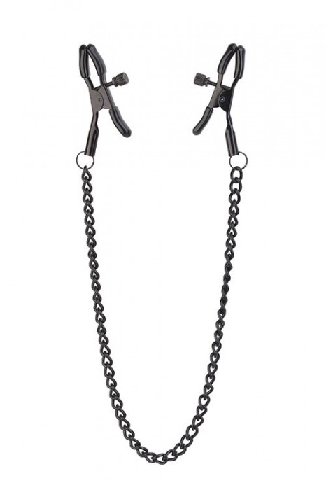 Черные зажимы на соски на цепочке BLAZE DELUXE NIPPLE CLAMPS - Dream Toys - купить с доставкой в Одинцово