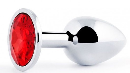 Серебристая анальная пробка с красным стразом - 7,2 см. - Anal Jewelry Plug - купить с доставкой в Одинцово