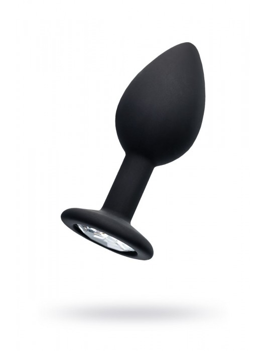 Черная анальная втулка с прозрачным стразом - 7,2 см. - POPO Pleasure - купить с доставкой в Одинцово