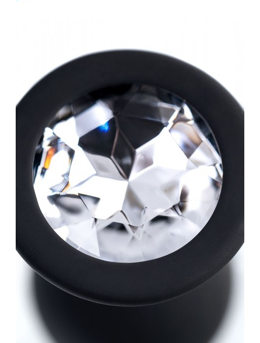 Черная анальная втулка с прозрачным стразом - 7,2 см. - POPO Pleasure - купить с доставкой в Одинцово