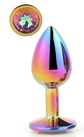 Голографическая анальная втулка с радужным кристаллом - 7,1 см. - Dream Toys - купить с доставкой в Одинцово