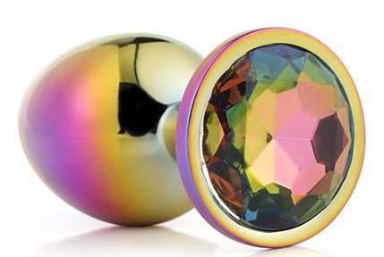 Голографическая анальная втулка с радужным кристаллом - 7,1 см. - Dream Toys - купить с доставкой в Одинцово