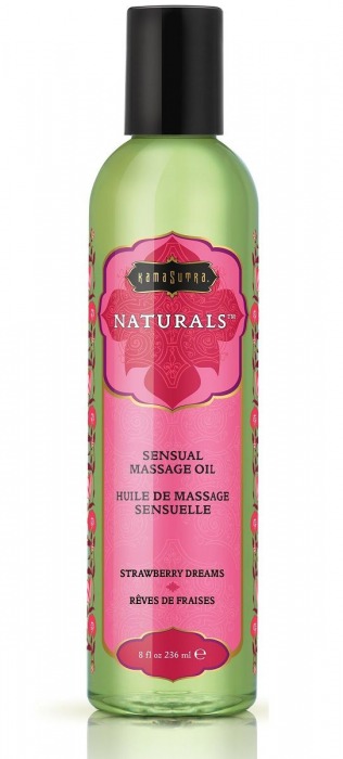 Массажное масло Naturals Strawberry Dreams с ароматом клубники - 236 мл. - Kama Sutra - купить с доставкой в Одинцово