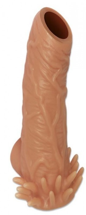 Телесная насадка с усиками и открытой головкой Nude Sleeve L - 14 см. - KOKOS - в Одинцово купить с доставкой