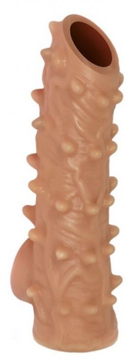 Телесная насадка с шипами и открытой головкой Nude Sleeve L - 14 см. - KOKOS - в Одинцово купить с доставкой