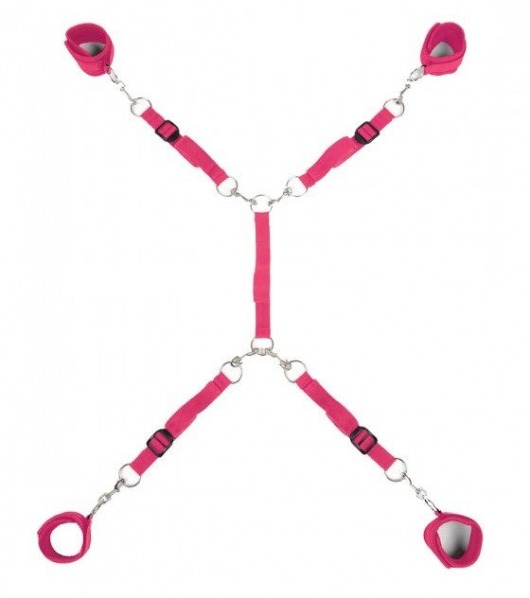 Ярко-розовый набор фиксаций на кровати Classic Bed Spreader - Lux Fetish - купить с доставкой в Одинцово