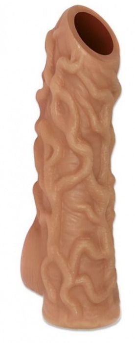 Телесная насадка с венками и открытой головкой Nude Sleeve S - 10 см. - KOKOS - в Одинцово купить с доставкой
