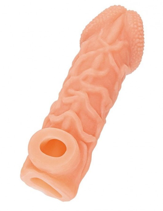 Телесная закрытая насадка с венками Cock Sleeve Size S - 13,8 см. - KOKOS - в Одинцово купить с доставкой