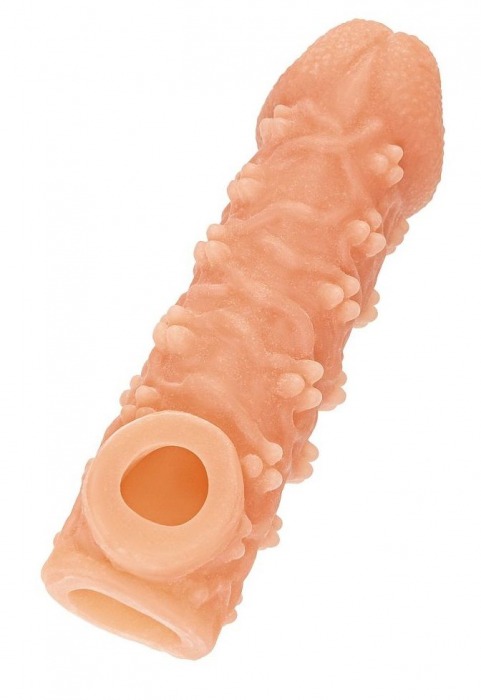 Телесная закрытая насадка с пучками шишечек Cock Sleeve Size L - 17,6 см. - KOKOS - в Одинцово купить с доставкой