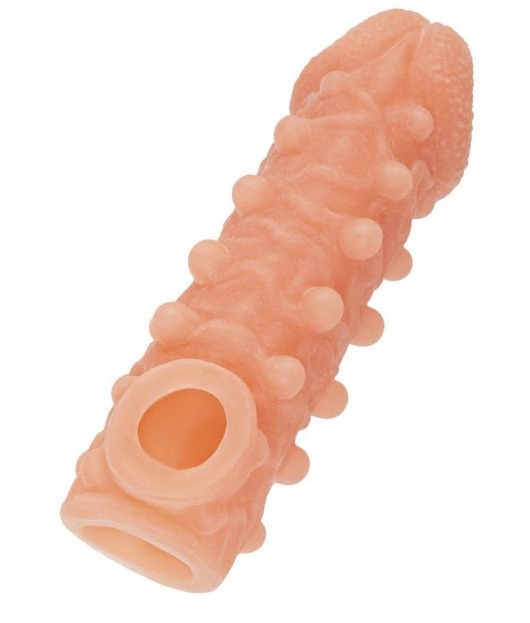 Телесная закрытая насадка с шариками Cock Sleeve Size L - 17,6 см. - KOKOS - в Одинцово купить с доставкой