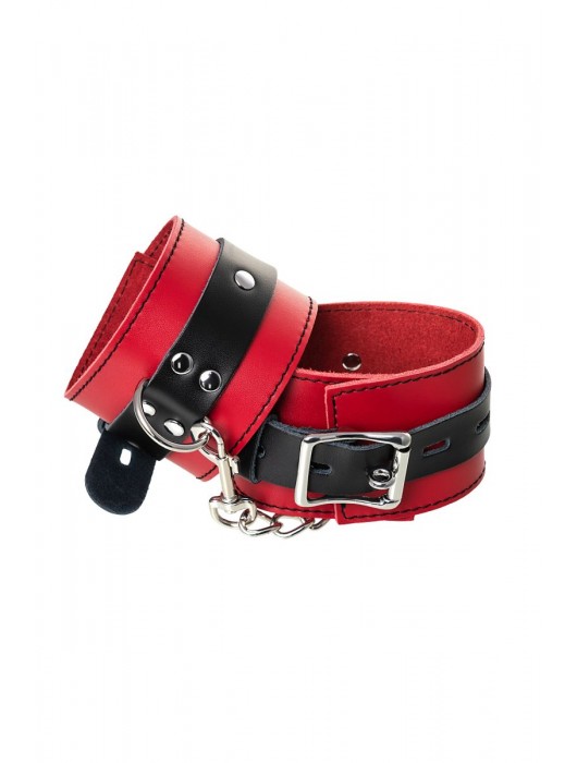 Красно-черные оковы на ноги из кожи - ToyFa - купить с доставкой в Одинцово