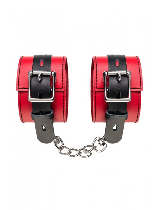 Красно-черные оковы на ноги из кожи - ToyFa - купить с доставкой в Одинцово
