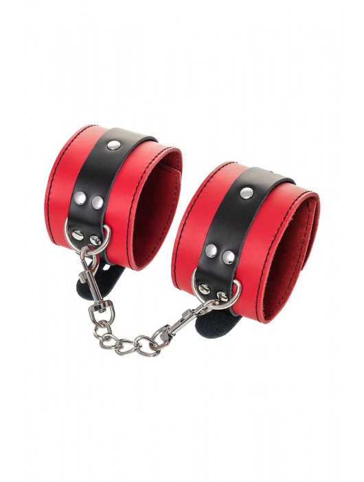 Красно-черные оковы на ноги из кожи - ToyFa - купить с доставкой в Одинцово