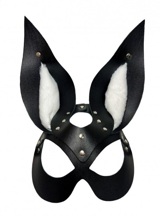 Черная маска зайки с белым мехом на ушках Miss Bunny - БДСМ Арсенал - купить с доставкой в Одинцово