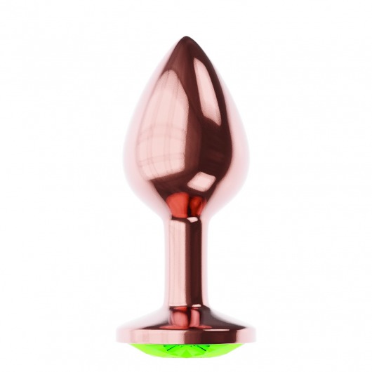 Пробка цвета розового золота с лаймовым кристаллом Diamond Emerald Shine S - 7,2 см. - Lola Games - купить с доставкой в Одинцово